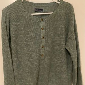 Sage green top with buttons